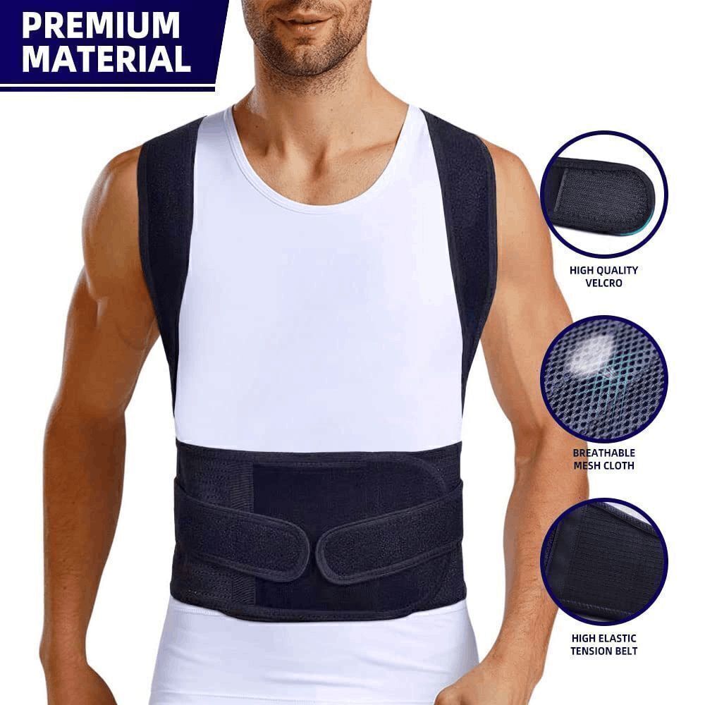 Upgraded Adjustable Posture Back Brace for Back Support with Small Storage